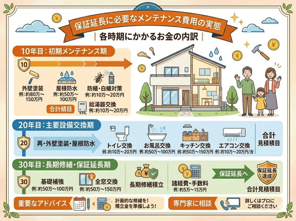 The reality of maintenance costs required for warranty extension | Breakdown of expenses at each stage