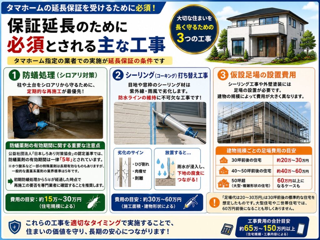 Main construction work required for warranty extension