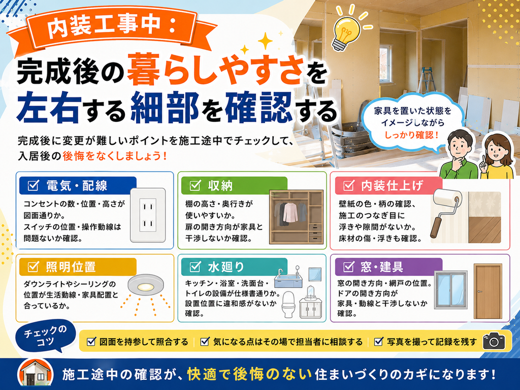 During Interior Construction: Checking the details that determine how comfortable daily life will be after completion.