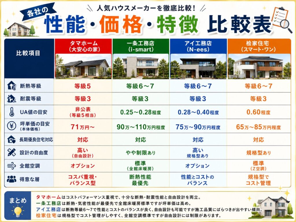 Comparison Table of Performance, Price, and Features by Company