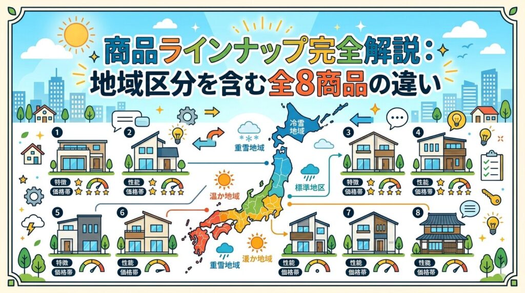 Complete explanation of the product lineup: Differences between all 8 products, including regional classifications.