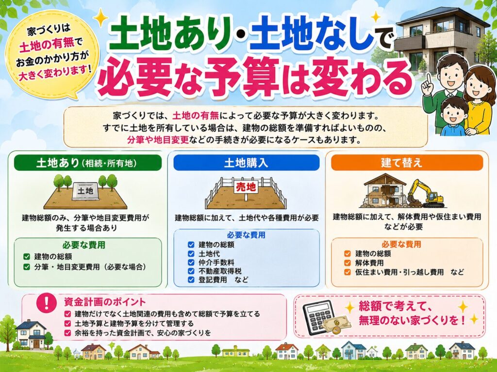 The required budget varies depending on whether or not you own the land.