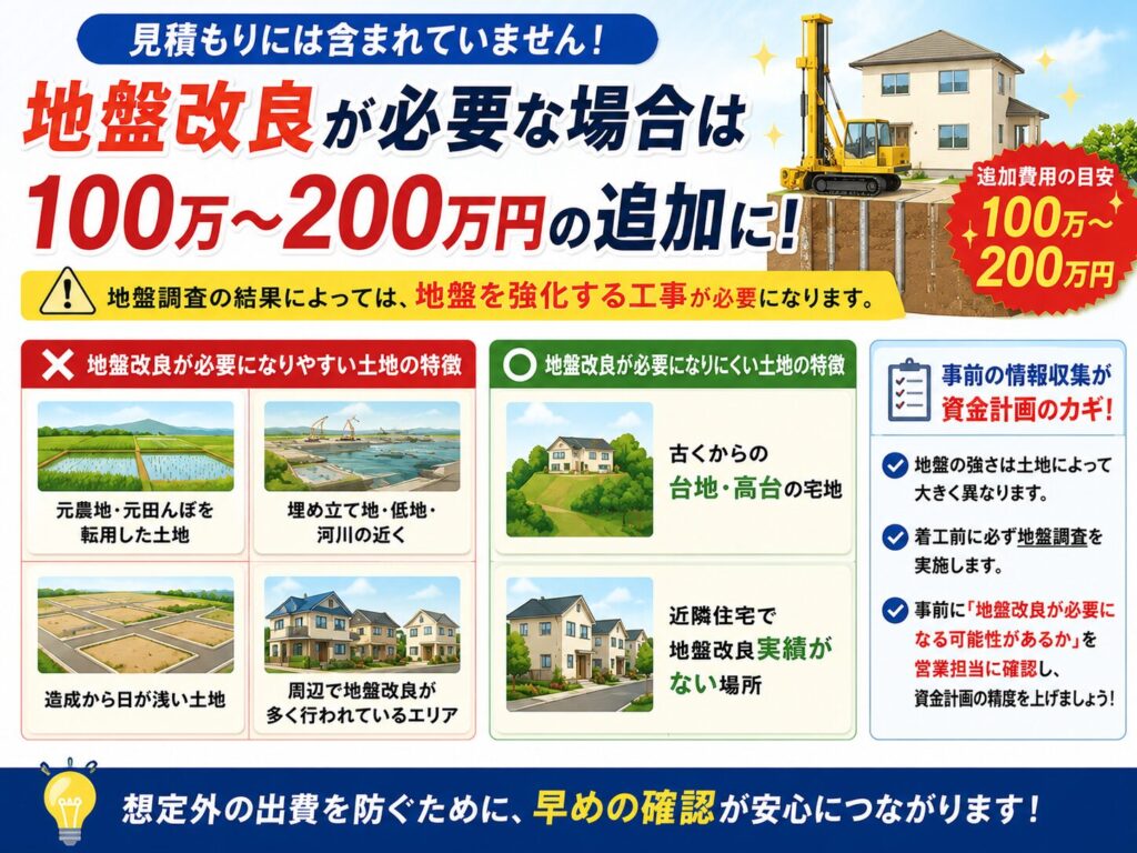 If ground improvement is necessary, an additional 1 million to 2 million yen will be charged.