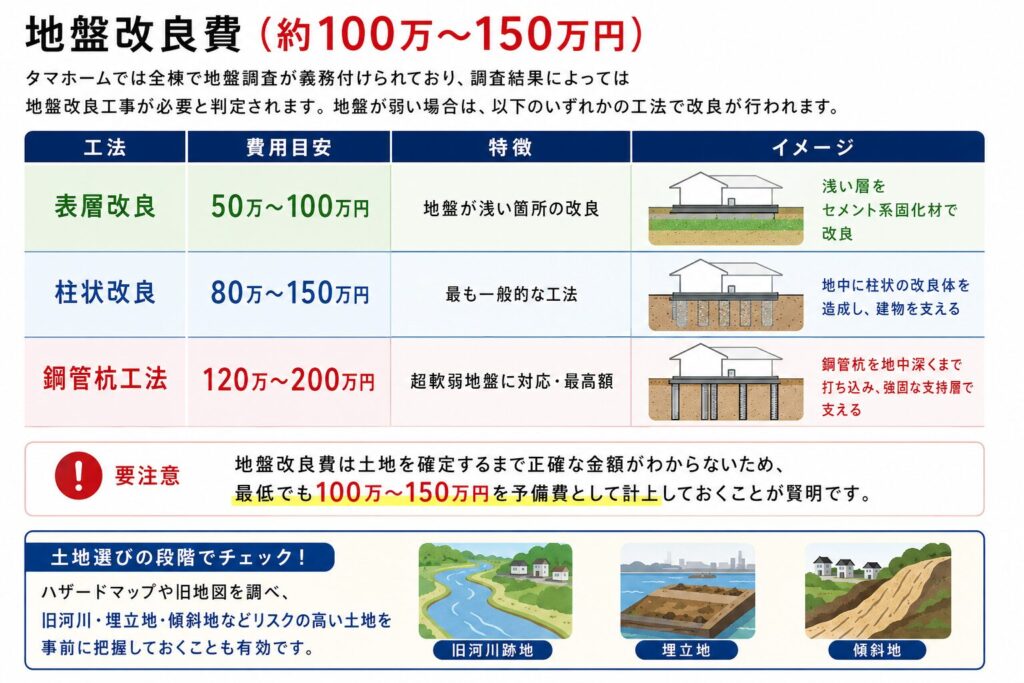 Ground improvement costs (approximately 1 million to 1.5 million yen)