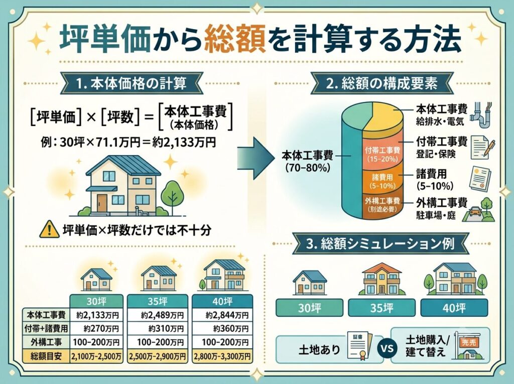 How to calculate the total cost based on the price per tsubo