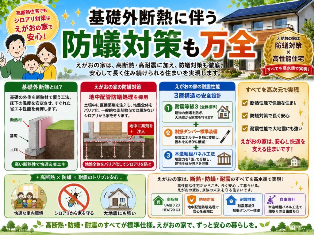 Comprehensive termite protection measures are in place for the exterior foundation insulation.