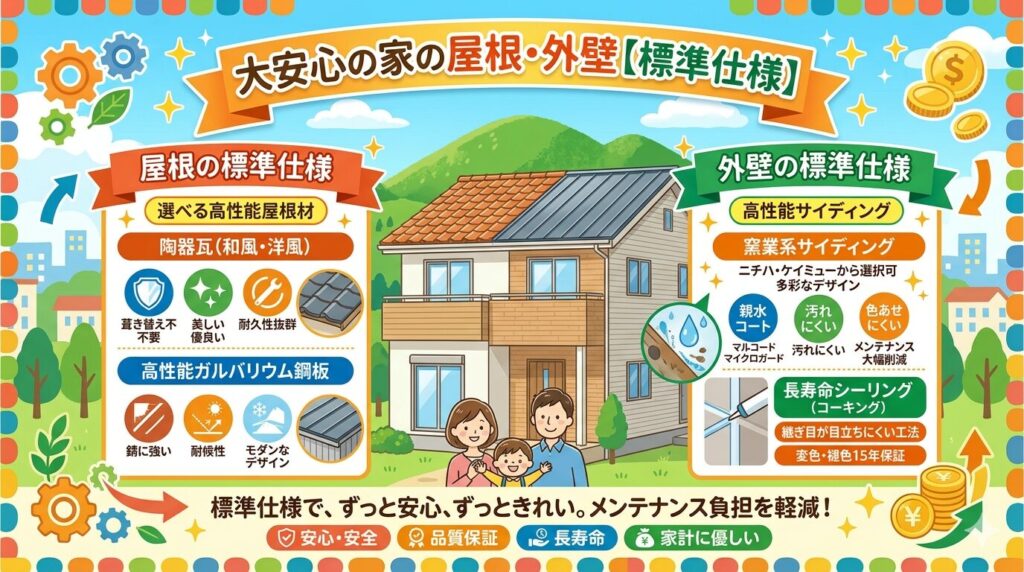 Roof and exterior walls of a house designed for complete peace of mind [Standard specifications]