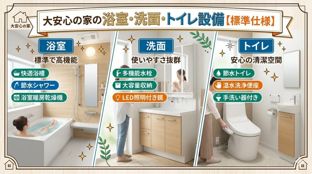 Bathroom, washroom, and toilet facilities in a safe and secure home [Standard specifications]