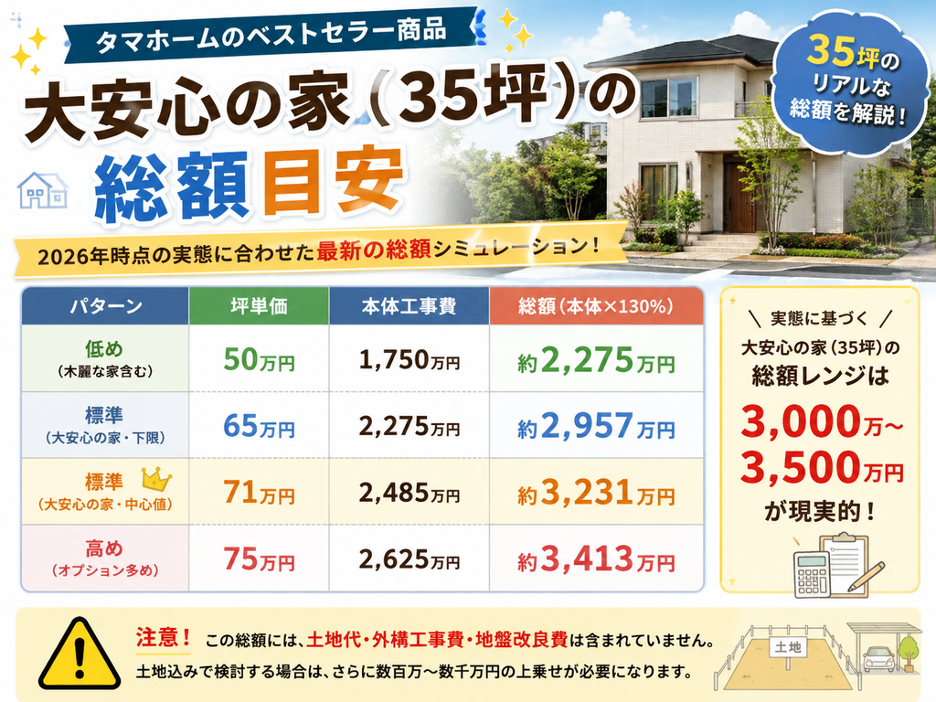 Estimated Total Cost for the "Dai-Anshin no Ie" (35-Tsubo)