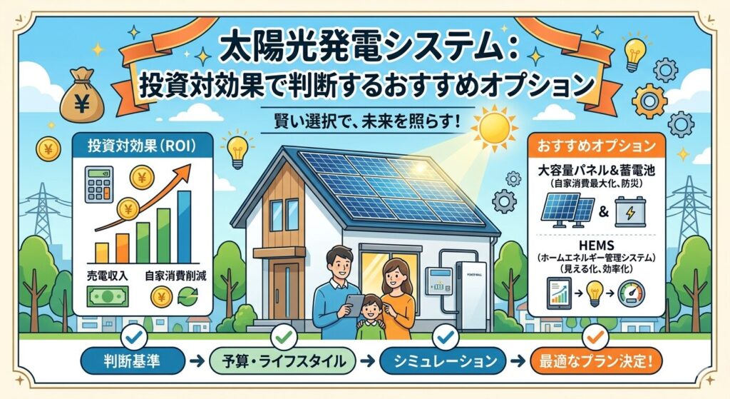 Solar power generation systems: Recommended options based on return on investment.