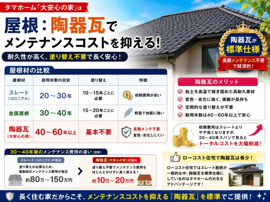 Roof: Reduce maintenance costs with ceramic tiles.