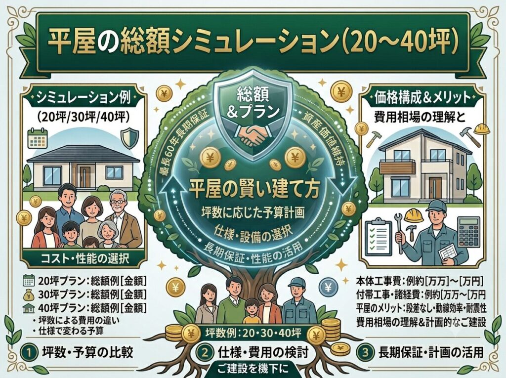 Total Cost Simulation for a Single-Story House (20–40 Tsubo)