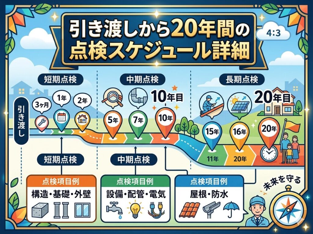 Detailed inspection schedule for 20 years from the date of handover
