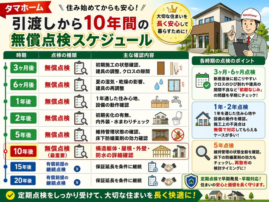 Schedule of free inspections for 10 years from the date of handover