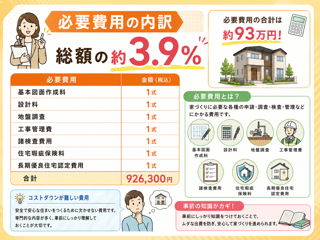 Required costs (approximately 3.9% of the total amount)