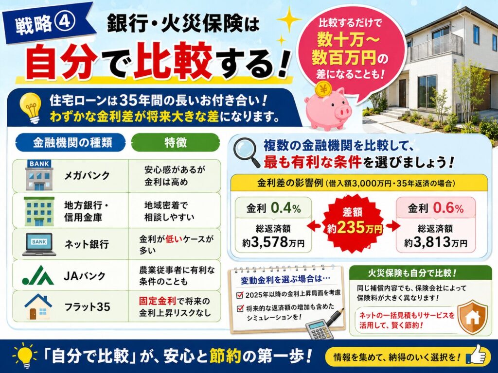 Strategy ④ Compare bank and fire insurance policies yourself.