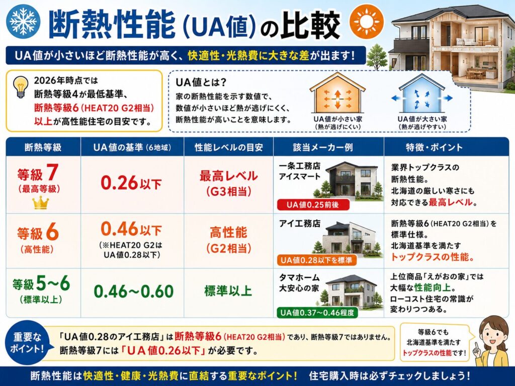 Comparison of thermal insulation performance (UA value)