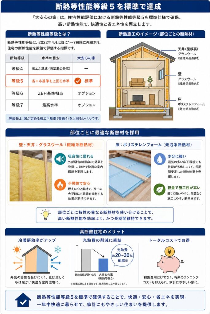 Achieves insulation performance level 5 as standard.
