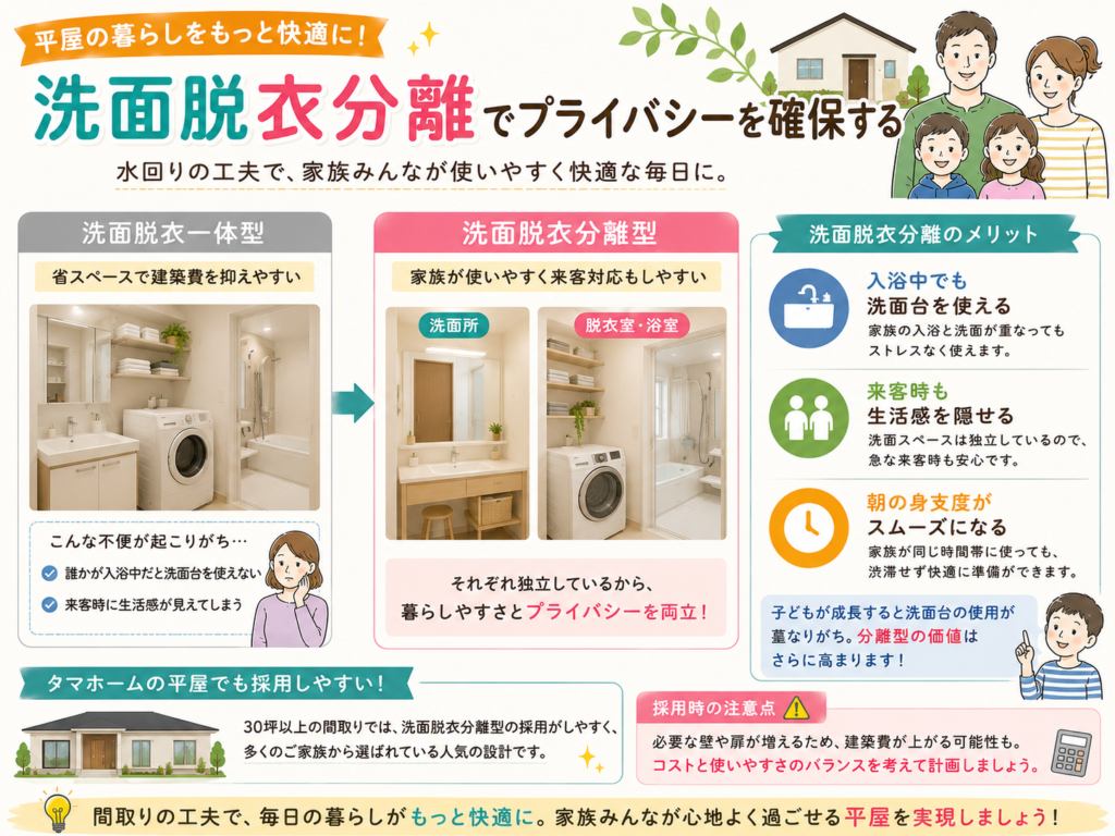 Ensure privacy by separating the wash area from the changing area.