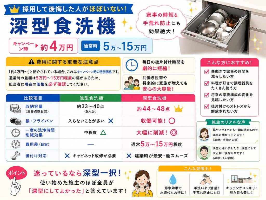 Deep-type dishwasher (Campaign price: approx. 40,000 yen / Regular price: 50,000–150,000 yen)