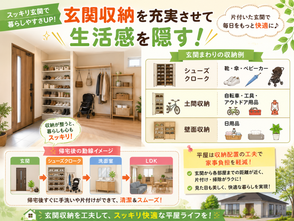 Enhance entryway storage to conceal signs of daily living.