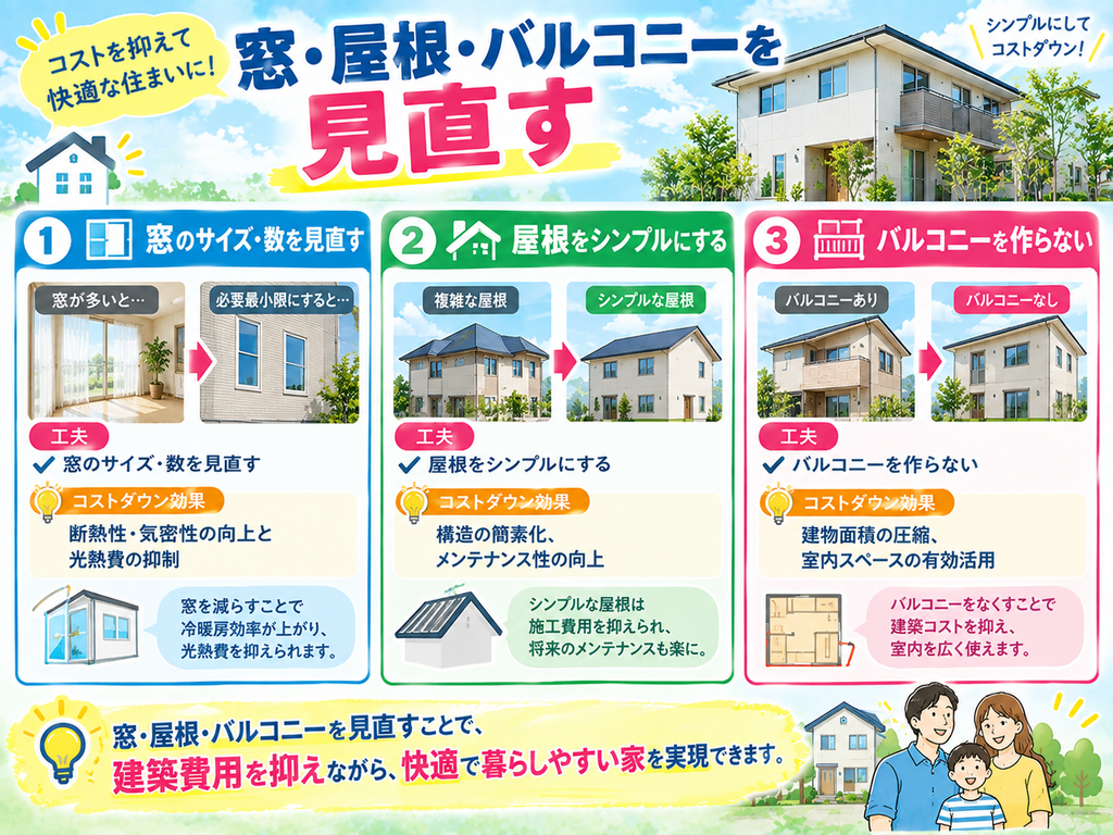 Re-evaluate windows, the roof, and the balcony.