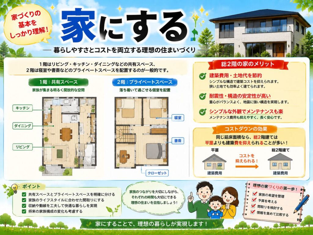 Build a house with a uniform two-story layout.