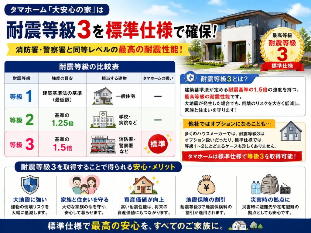 Seismic Performance Grade 3 achieved as a standard specification.