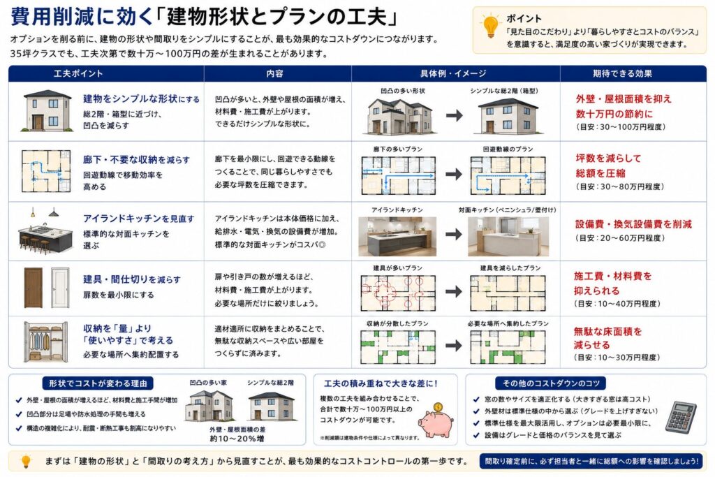 "Ingenious building shapes and layouts" that can reduce costs.