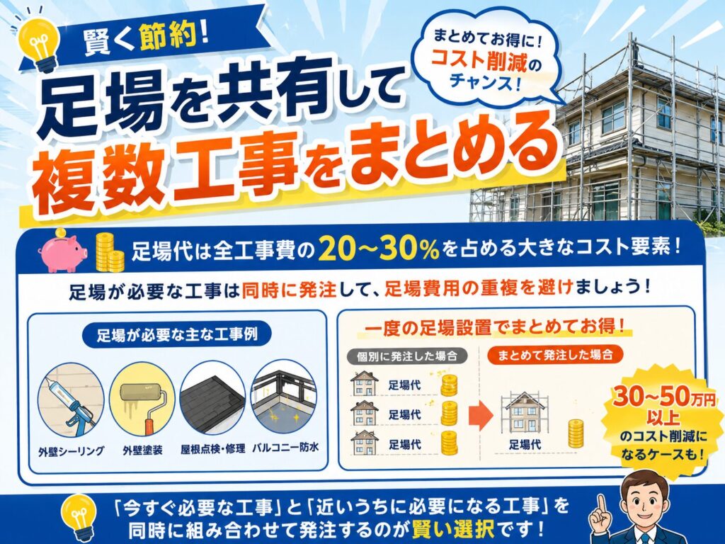 Sharing scaffolding to manage multiple construction projects.