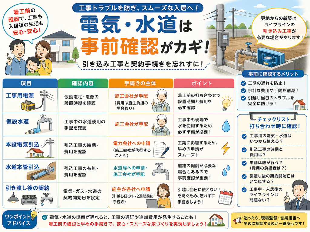Electricity and Water: Check the connection work and contract procedures in advance.